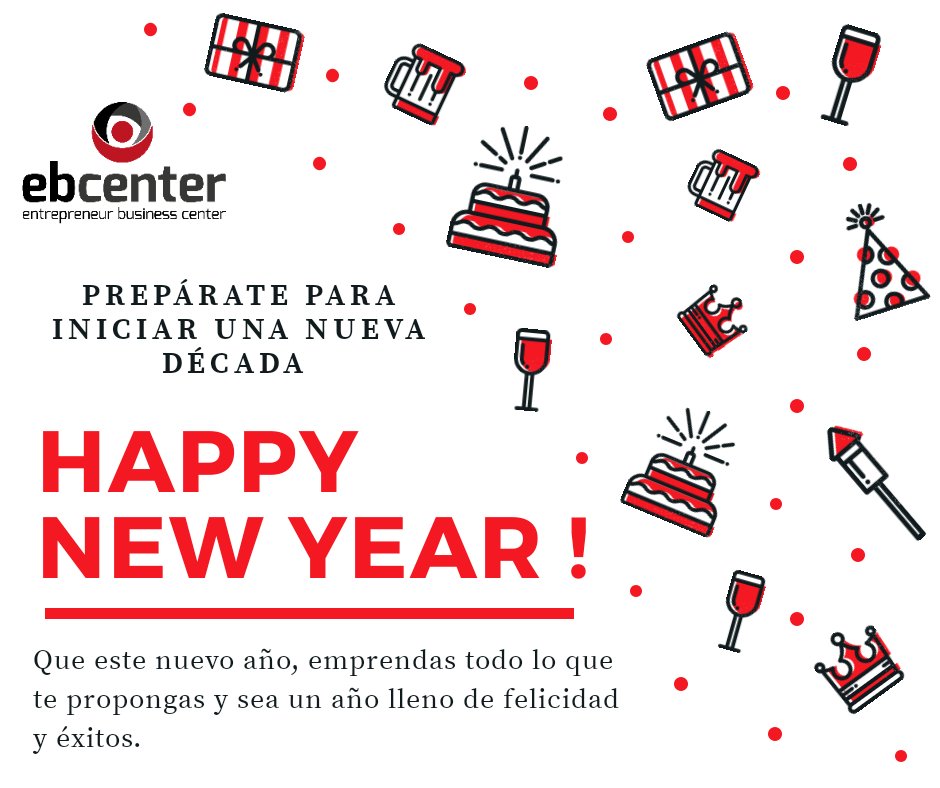 EB_Center's tweet photo. Que este 2020 sea el inicio de una década llena de éxitos y felicidad. Te deseamos un inicio de año increíble con tus seres queridos, vive cada momento, logra todas tu metas y nos vemos en el 2020!!!

#NuevoAño #Unanuevadécada #Ebcenter #Incubación #Aceleración https://t.co/58Gt2sF9Sn