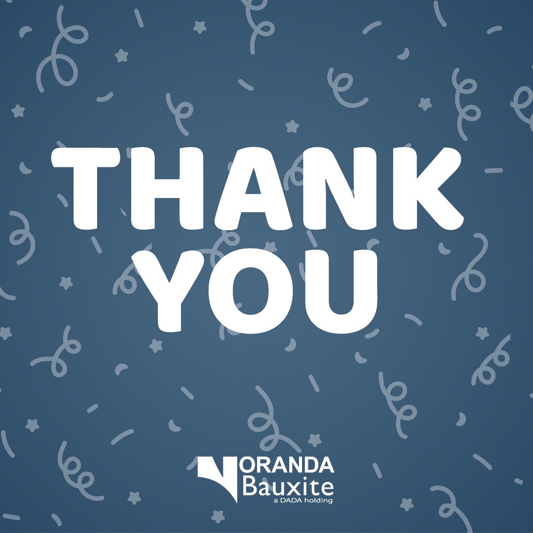 NorandaBauxite's tweet photo. As we come to the ending of the year, the Noranda family thanks you for your involvement and support of the organization over the past 12 months. 
#ThankYou
#Noranda
#NewYear https://t.co/mwj3ZHxiGd