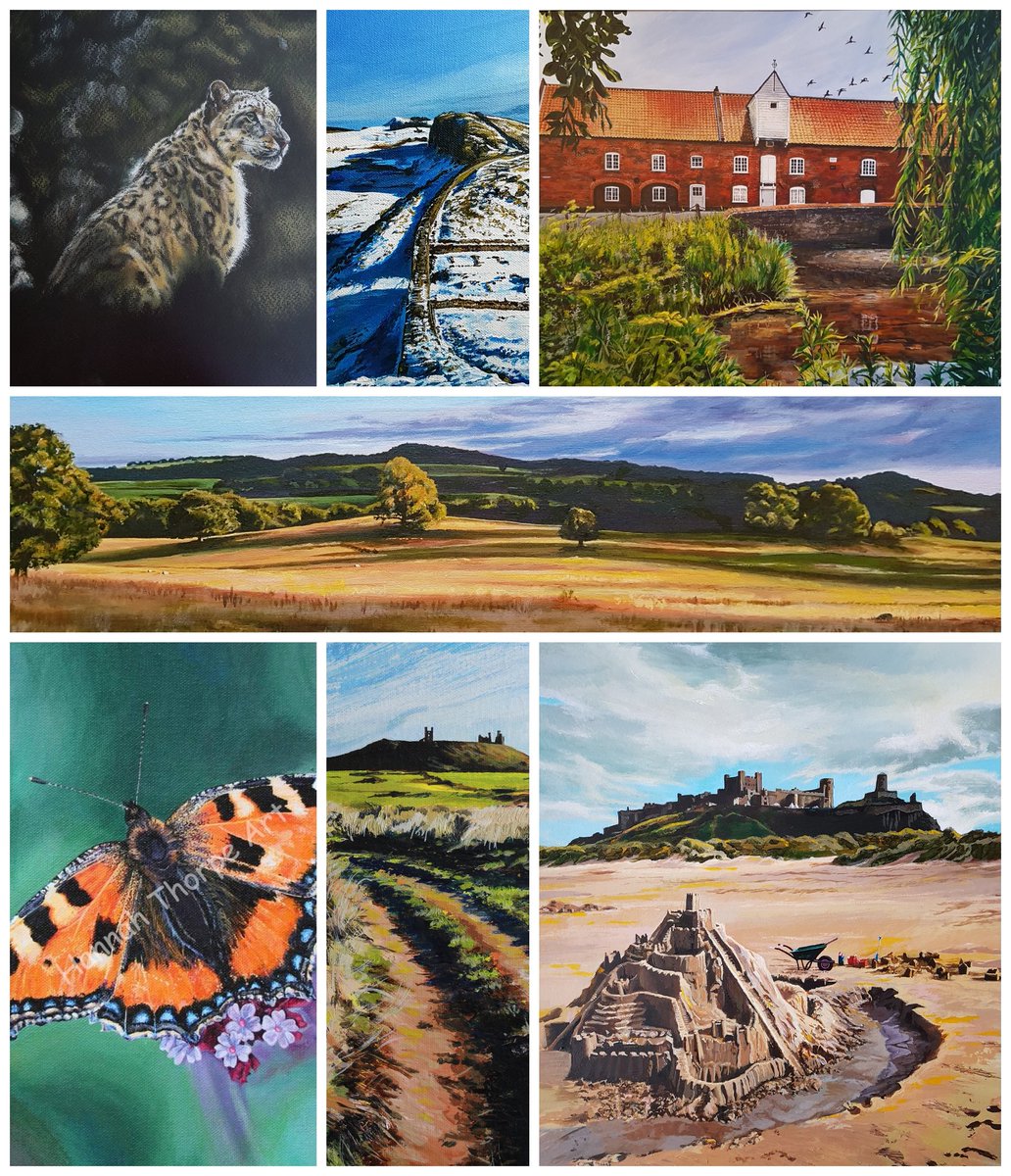 ThorpeArt's tweet photo. Some of my personal favourites to work on this year. So much more to learn. Bring on 2020! Happy New Year!
#BamburghCastle #NationalTrust #HadriansWall #snowleopard #VisitCorbridge #Northumberland #butterfly #DunstanburghCastle #northumberlandartist #sandcastle #acrylicpainting https://t.co/a67nuZOMbI