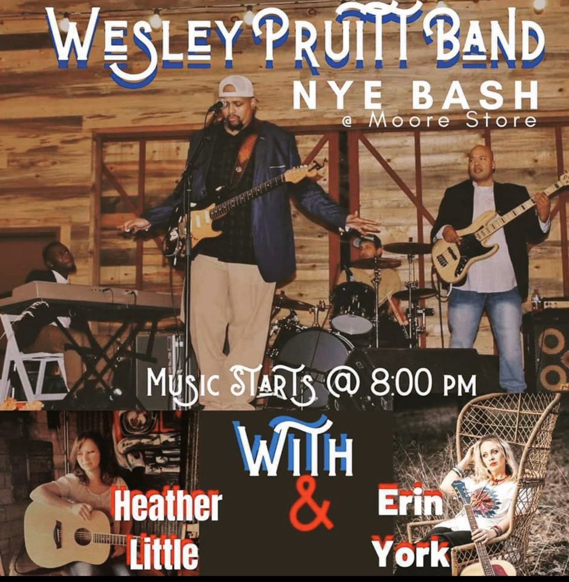 MooresStoreBWTX's tweet photo. Get your #NewYearsEve2020 planned & meet us at #MooresStore tonight!! Let’s kick of 2020 in style with @WesleyP01 @WingsLikeThese and #ErinYork #livemusic #happynewyear2020 #easttexas #benwheelertx https://t.co/tOwDAR2lpf