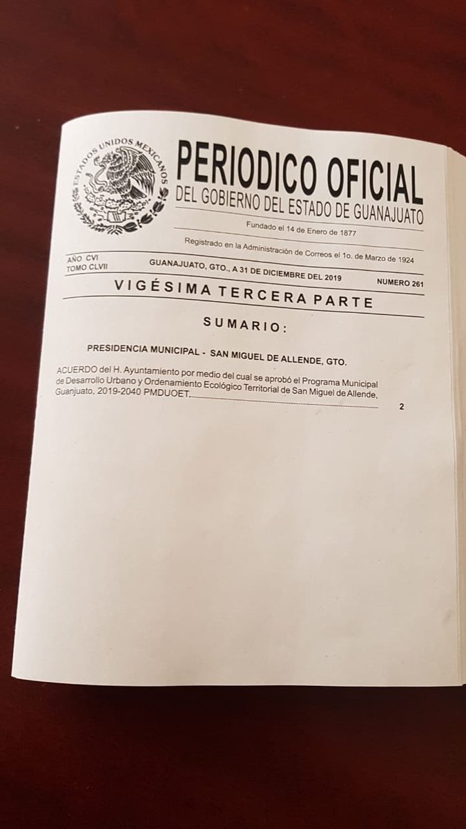 Cerramos el 2019 a tambor batiente, hoy se publicó PeriódicoOficial nuestro #PMDUET A través del cual, vamos a garantizar el sano crecimiento de nuestro municipio, con planeación y visión humanista. Felicidades #SanMiguelDeLaGente #ViveloMejor