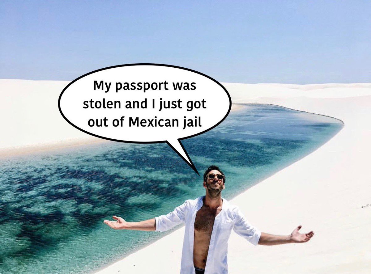 My phone finally turns back on. I let my friends know I’m in Mexico without a passport and just spent the night in jail, so I might be a little late for our New Years party tonight. They expressed concern, then bask in my misfortunes. Within one minute, they whip up this gem 