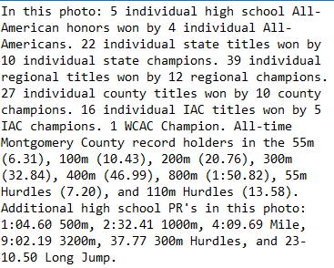 Mocorunning's tweet photo. Boys All-Decade Track &amp; Field Team: Mocorunning said goodbye to the 2010's by inviting its All-Decade Team athletes to a reception. I asked former athletes to wear a trinket that represented their high school. Brandon Addison went all in with the WM singlet. https://t.co/zGWvuPvSbW
