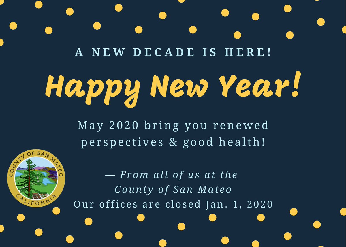 sanmateoco's tweet photo. Goodbye 2019! Welcome 2020! #NewDecade #HappyNewYear #2020NewYear #NewYear #localgov #publicservice #SanMateoCounty #SMCounty #CreateARemarkableExperience #qualityservices #health #environment #publicsafety #welfare #naturalresources ❤️our #county & #community! https://t.co/4LZQrRrcR8