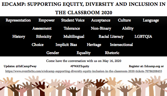 EdCampPway's tweet photo. Registration is Open!! #PWAYEquity 
@EduColorMVMT @triciaebarvia @ScottRRocco @ap83173 @TiffanyLucey @NJLiteracy @DMastroG4 @NJEA @Newsela  also register @EdCampPway https://t.co/McBDOAePAs