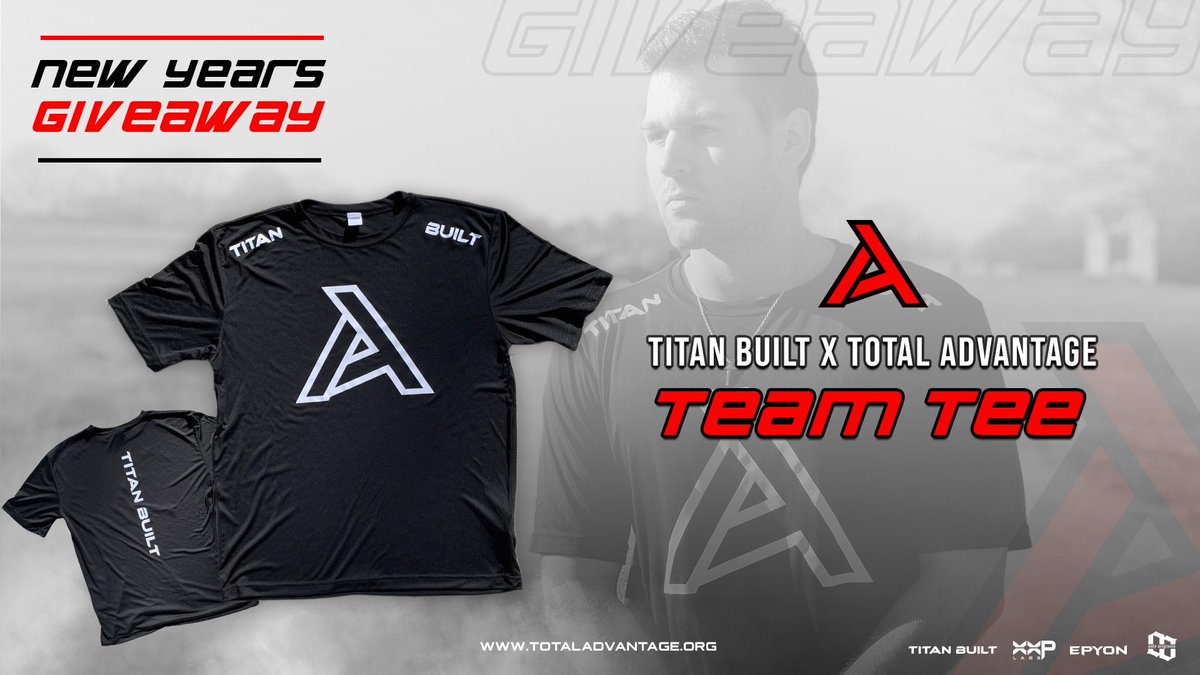 TotalAdvantageG's tweet photo. [ NEW YEARS GIVEAWAY ]

To celebrate 2020 and the new decade we are giving away one of our new @titanbuiltway x TA Dri-Fit team tees🔥

▪️Rules to Enter▪️

🔺 Like &amp; RT this post!
🔺 Follow this page!
🔺 Tag ✌🏻 friends in the comments!

Winner selected Monday- 5th☑️

#weareTA https://t.co/uXzC6OwUQ3