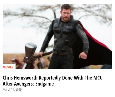 Now, to break up Rousey being a terrible person, here are screenshots of WGTC articles that turned out to be pretty hilariously false.Like them saying that Hemsworth was done with the MCU. Only to have it debunked four months later. https://www.hollywoodreporter.com/heat-vision/taika-waititi-direct-thor-4-1224464