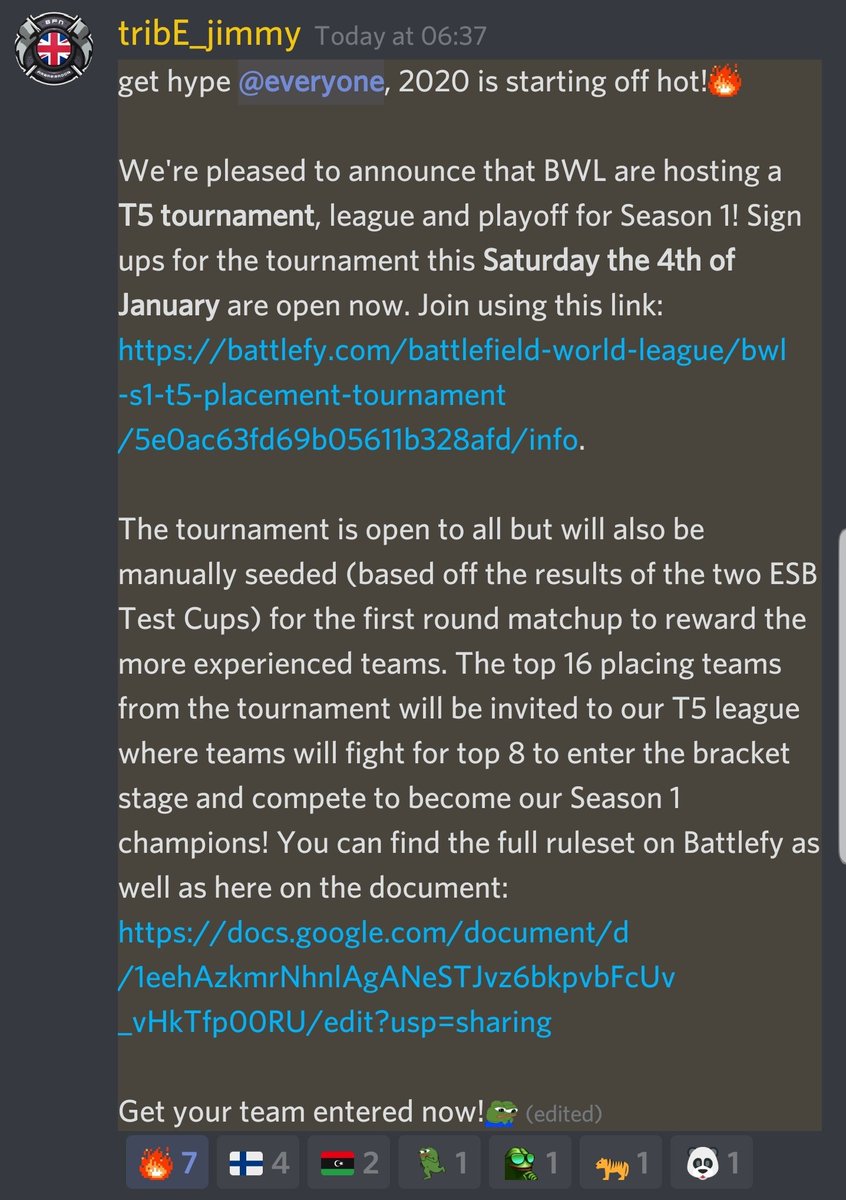 BWLPS4's tweet photo. T5 tournament this Saturday the 4th of January!
Place T16 to be invited to the BWL T5 League👀 https://t.co/4llyeQSqf7
