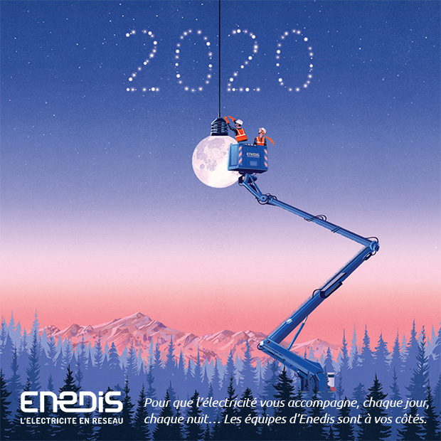 Pour que l'électricité vous accompagne chaque jour, chaque nuit... Les équipes d'Enedis sont à vos côtés.
Très belle année 2020 !