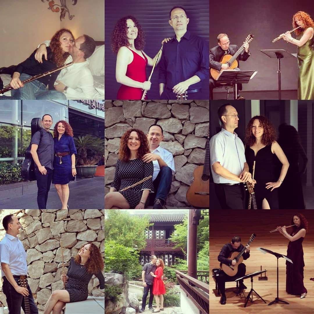 Sending our best wishes to our families, friends and fans, 🥂🥂 for a wonderful 2020 full of  love🥰❤ and Peace🌈☀️🌠

#cavatinaduo  #denisazabagic #eugeniamoliner 
#worldmusicians #chambermusic #fluteandguitar