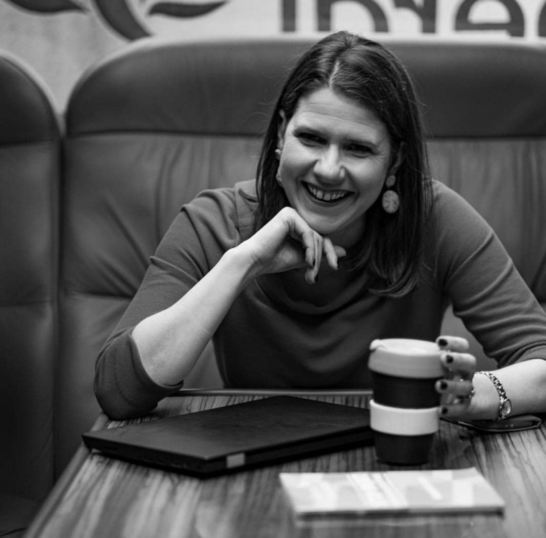 Jo Swinson on Lib Dem campaign bus 2019