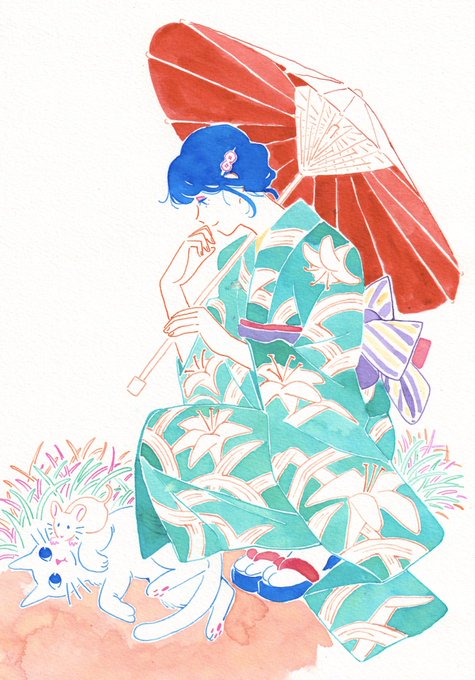 「帯 和傘」のTwitter画像/イラスト(古い順)