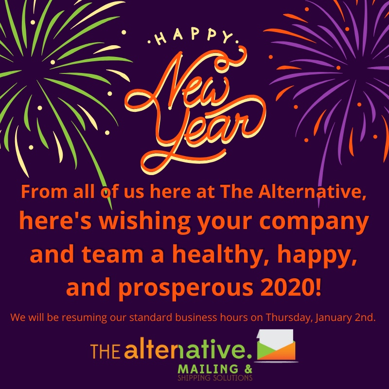 The_Alt_Mailing's tweet photo. Happy New Year!
We’re here for you in 2020, for all of your mailing and shipping needs.
🎆🎇🎉🥂
#newyear #NYE #2020 #happynewyear #happy2020 #holiday #officeclosed #celebrate #raleigh #nc #raleighnc #thetriangle #customerappreciation #thealternative #alternativemailing #mailing https://t.co/9qw5ZgjuKb