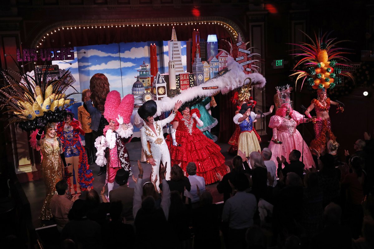 PHOTO: The cast of <a href="/BeachBlanketSF/">BeachBlanketBabylon</a> acknowledges the applause of the crowd at end of the revue’s second to last performance at Club Fugazi in.
