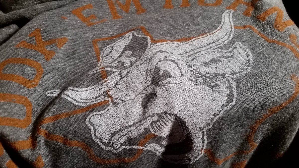 SWCfootballNow's tweet photo. Sporting a souvenir from the last stop on my #SWCstadiumTour of 2019. I will sincerely attempt (though hacking up a lung) to post the tweets from that last stop at UT during this game. #ThisIsTexas #HookEm https://t.co/KAkFeUlTNA