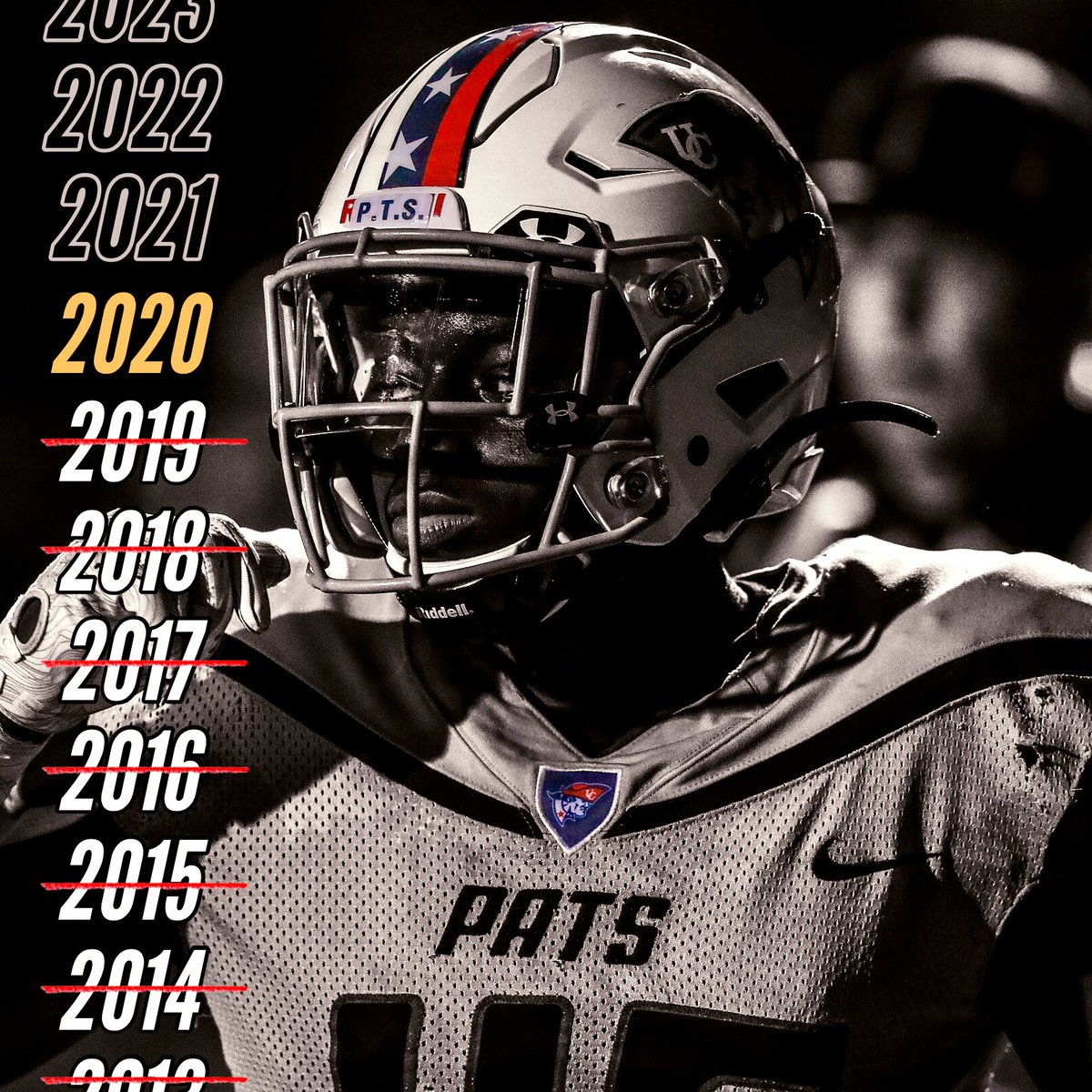 UCPatriotFball's tweet photo. In 2019, we raised the bar.

In 2020, we’re taking over.

The year changes, but the Process To Success remains the same.

#PTS | #NewYear2020 | #PATSTAK20VER20 https://t.co/g1u35F3mAi