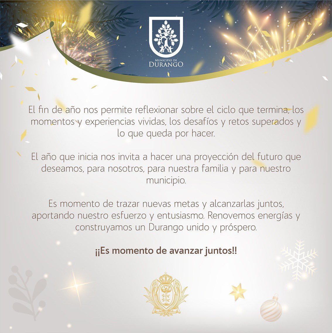 DurangoCap's tweet photo. 🎊 ¡#CelebremosJuntos el Año Nuevo! 🎊 https://t.co/lf5gWkrayy