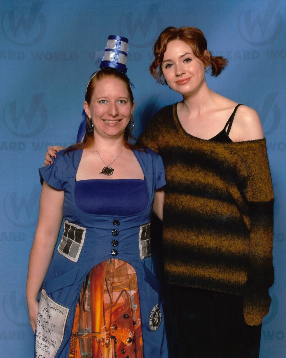 2014: I had my first convention photo op with  @karengillan and she was so sweet! I can still hear her exclaiming "TARDIS!" in her beautiful Scottish accent when she saw my costume.