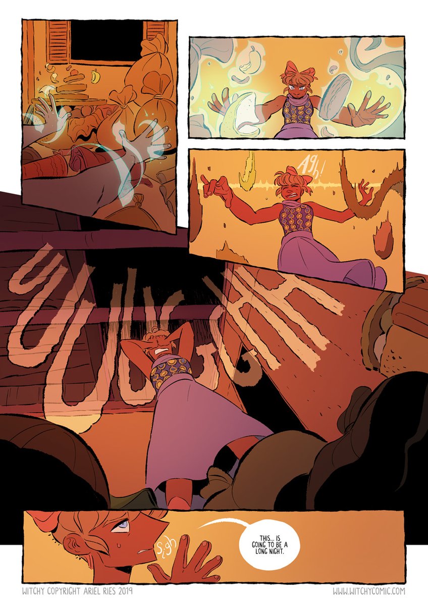 4. Witchy: The Webcomic, 346pp

Hair powered witches and the birds who love them. Now powered by @Hiveworks 

Changed colouring style! Didn't do as much as I'd like but I've been BUSY!!! 

You can read all of it up until the latest pages here:
https://t.co/hWj9vDIVKZ 