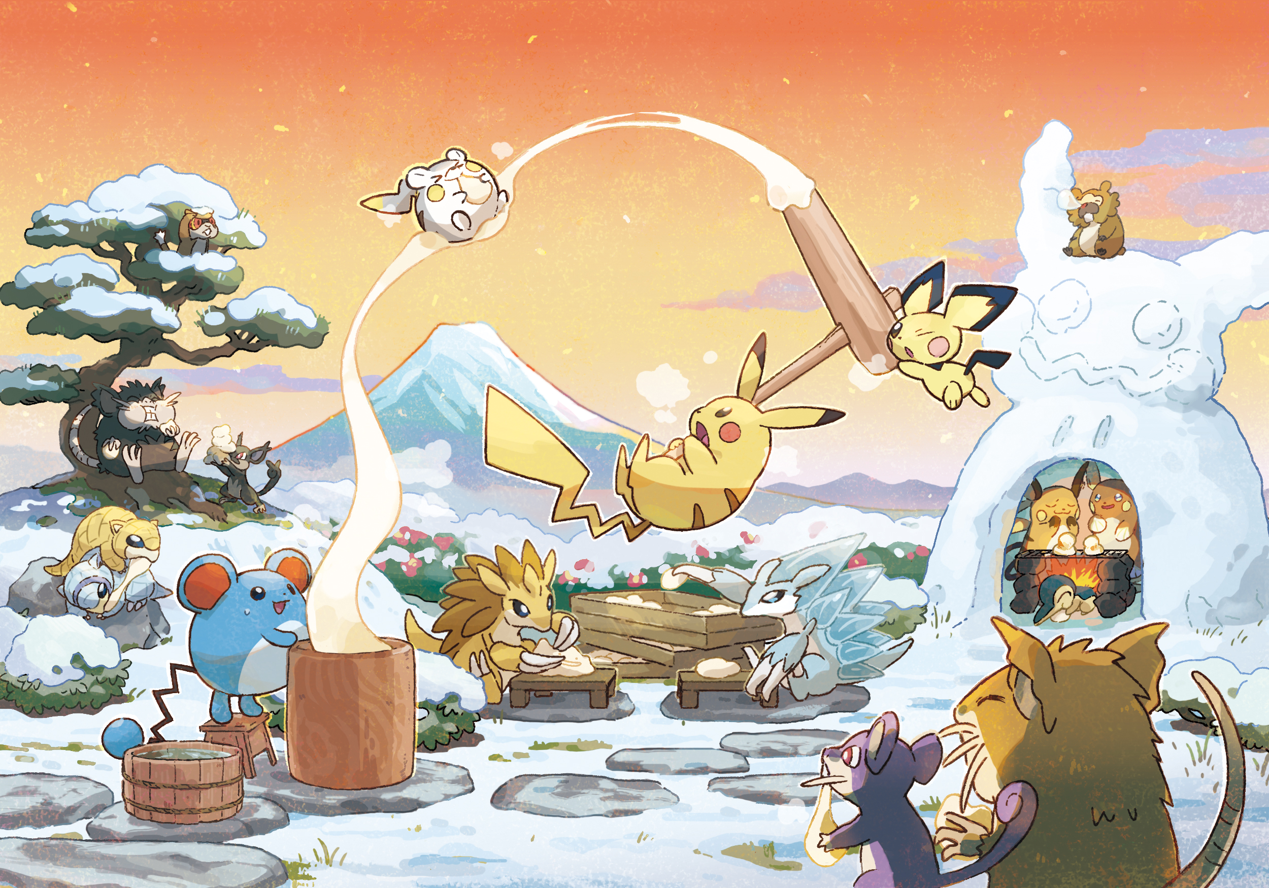 公式 ポケモン情報局 ゲームフリーク の年賀状に使用されているイラストをご紹介します 楽しそうな 餅つき の様子を見ていると 混ざりたくなっちゃいますね T Co Zkpq3nedov T Co Hhhhiamfu8 Twitter