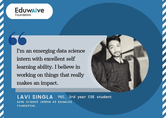 eduwaive's tweet photo. Happy and prosperous new year!

We welcome our Data Science intern @LaviSingla, 3rd year CSE student from @PEC University of Technology, Chandigarh https://t.co/1rDaLzHluE