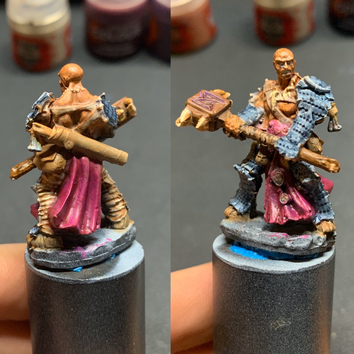 miniocalypse's tweet photo. Couple of base coats, can we finish before 2020? #paintingminis #sweetmini #bonesmini #boardgamegeek #PathfinderRPG #gamenight #HappyNewYear #wip https://t.co/w25uja0iwV