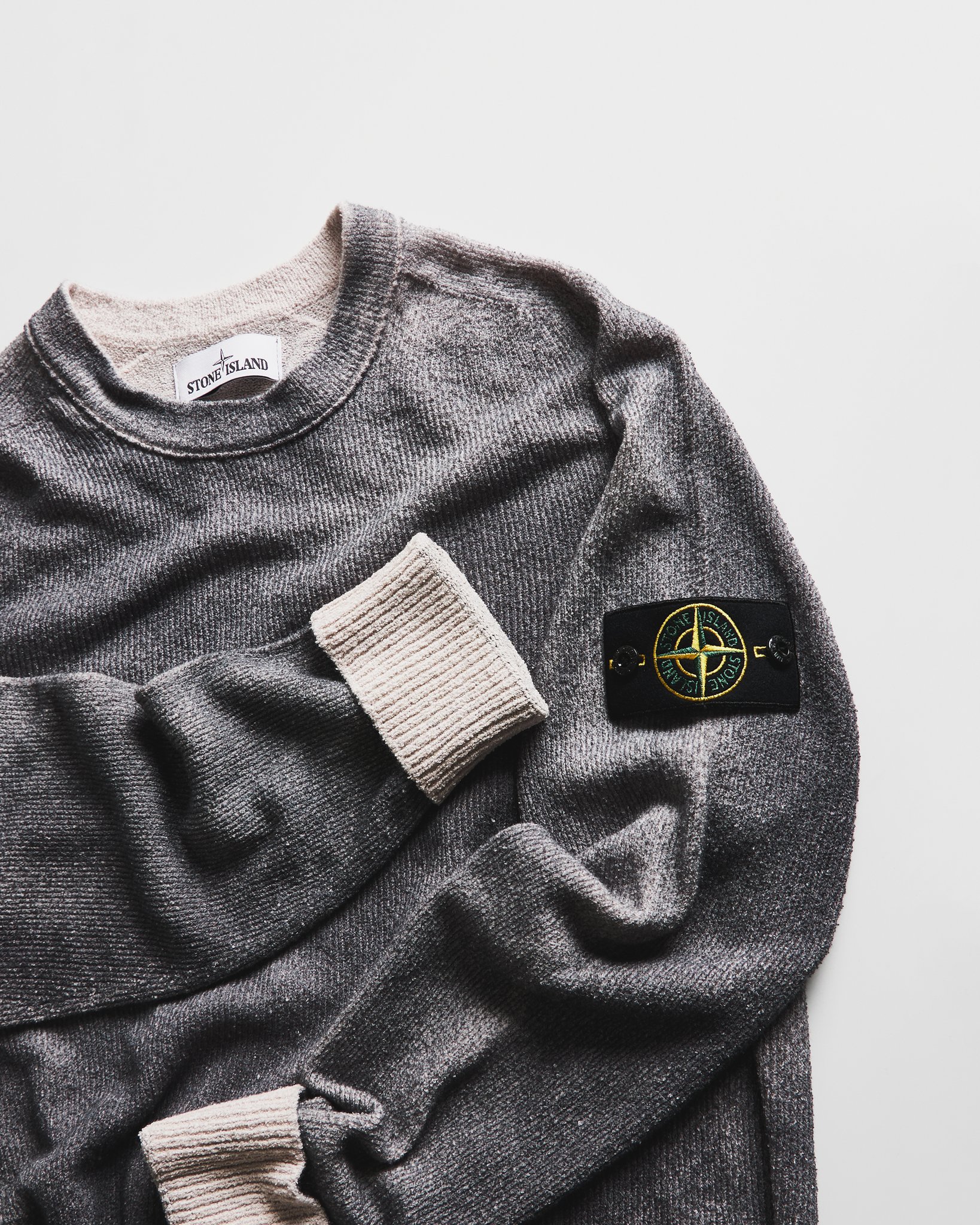stone island hand sprayed cotton crew knit