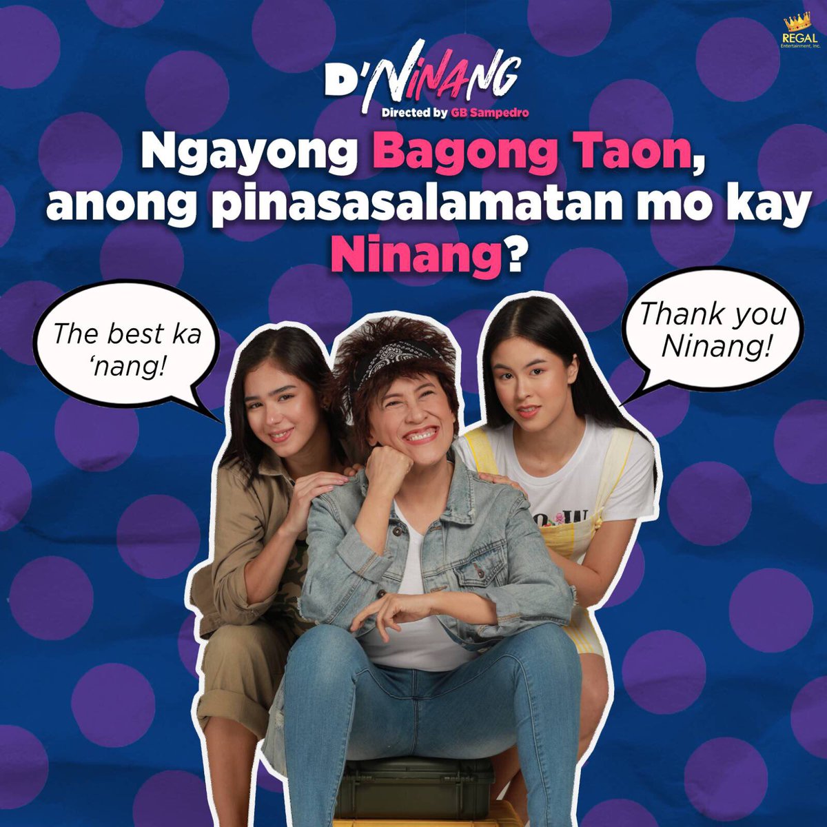 RegalFilms's tweet photo. Start the year right by being #thankful! Sila Mikhai at Sol, nagpasalamat na kay Ninang Ditas! 🥰 Ikaw ano ang pinasasalamatan mo kay #Ninang? 🤔 Abangan sila coming soon in cinemas nationwide!#DNinangThankful

#DNinang
Directed by @gbsampedro 
@KissesDelavin @angelguardiaaan https://t.co/7rhVagyYhi