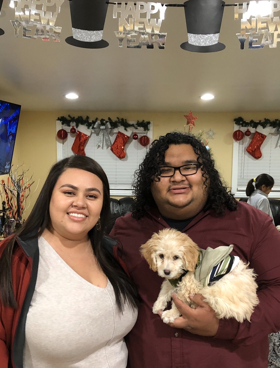 Stephee32's tweet image. Started the decade as boyfriend and girlfriend and now this year we’re getting married 💘👰🏻🤵🏾Happy New Year from the future Amezquita’s + our new baby Yugi 🐾