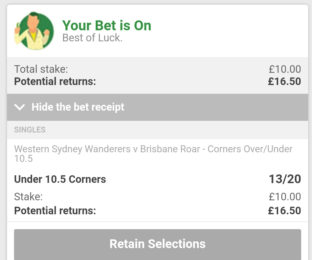 MainEventTips's tweet image. 🕑 Inplay single (football)
🇦🇺 AUSTRALIA a league
Western Sydney v Brisbane R

📊 Under 10.5 corners
💰 Stake 1point @ 13/20 (PaddyPower)