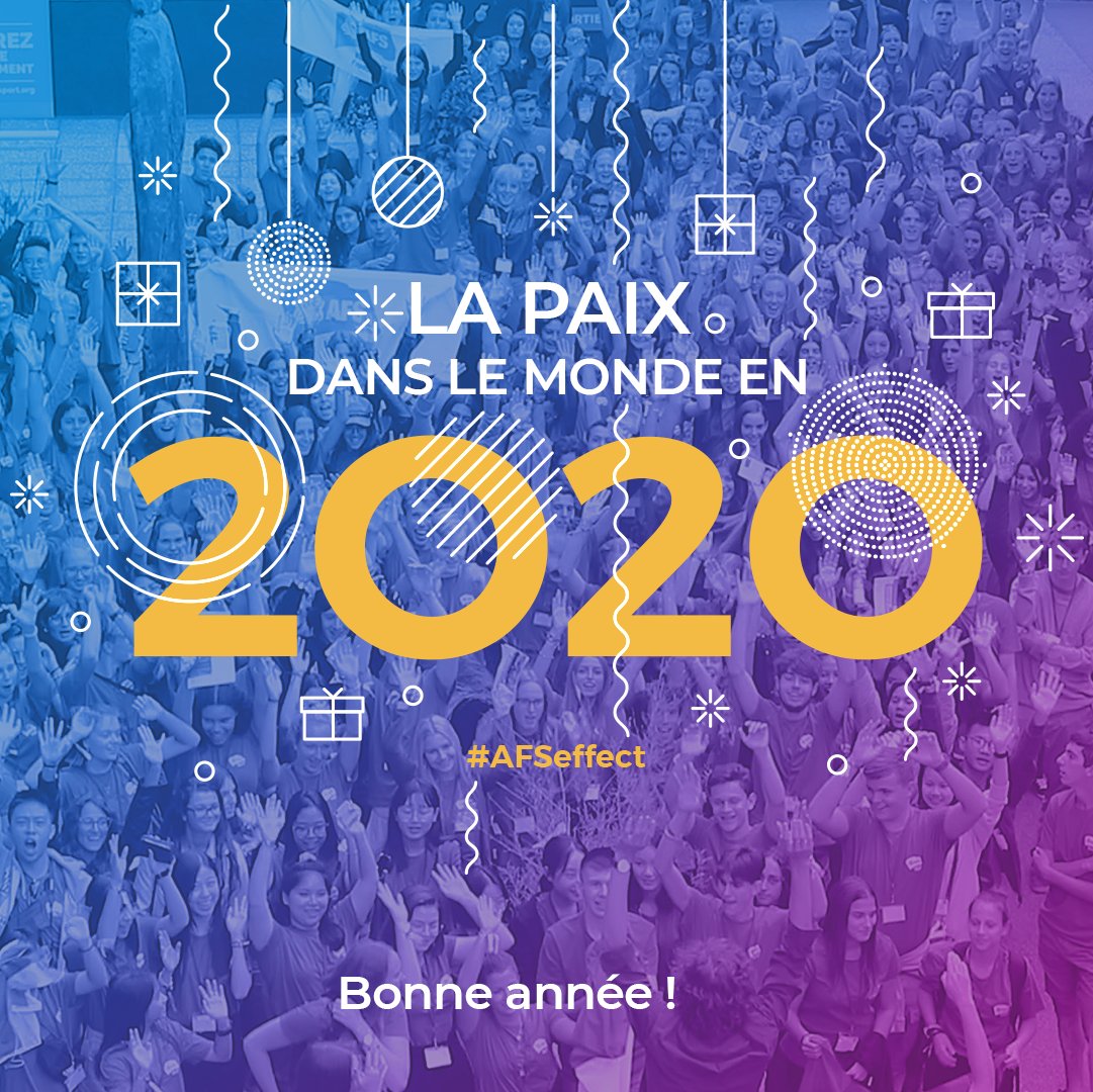 AFS_France's tweet photo. Que 2020 soit une année riche de réussites, projets et de belles rencontres pour tous ! 

#afseffect #afsfrance #peace #2020 #fetesdefindannee #bonneannee https://t.co/iKEnZIlWWy