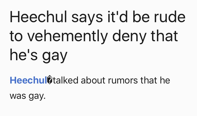 heechul didn't vehemently deny his gay rumors because he thinks it's rude & hurtful to people who are actually gay. he also supports lgbtq.