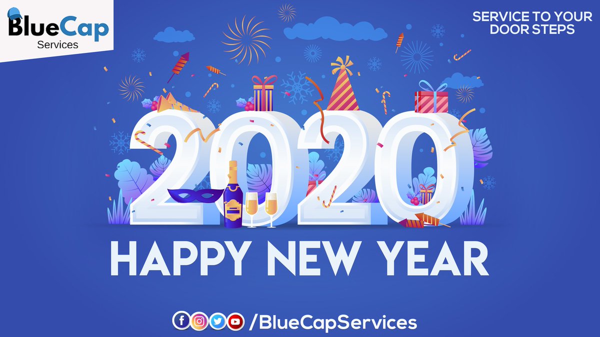 BluecapServices's tweet photo. May this year bring new happiness, new goals, new achievements and a lot of new inspirations on your life. Wishing you a year fully loaded with happiness.

#HappyNewYear #happynewyear2020 #welcome2020 #HappyNew2020
#bluecap_services #services #homeservices #onlineservices https://t.co/4mGRzFQcss