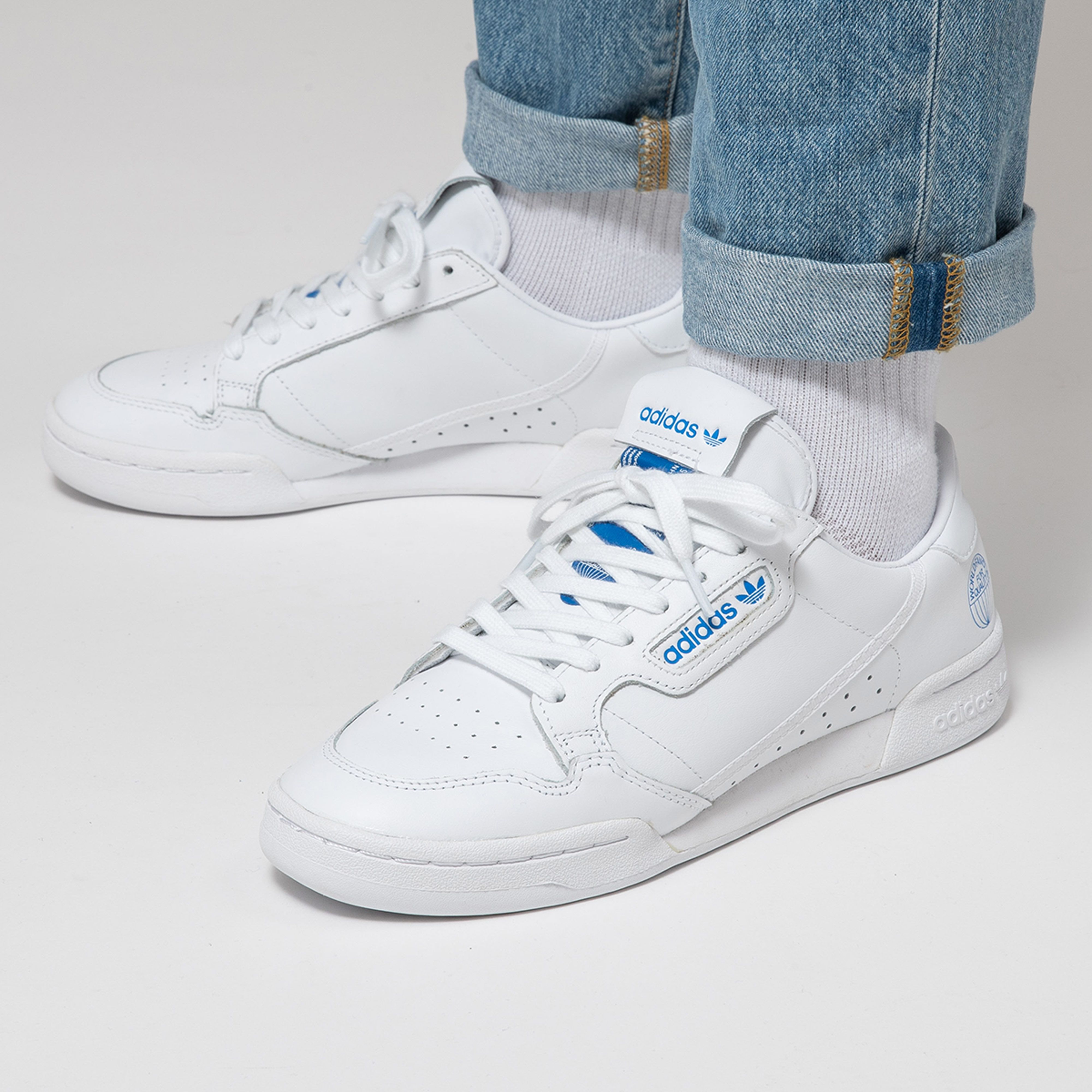 Titolo "world famous for quality 🌍 adidas 80 "White/Bluebird" available online ➡️ https://t.co/vsqpbl6Fcx UK 6.5 (40) - UK 10.5 (45 1/3)⁠ style code 🔎 FV3743⁠ #adidas #adidascontinental80 # continental80 #titolo #