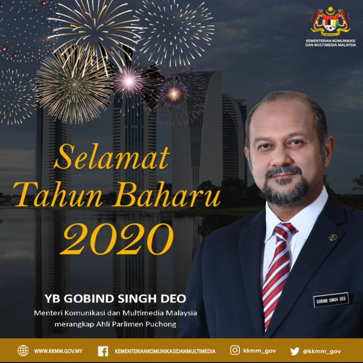 GobindSinghDeo's tweet photo. Selamat menyambut Tahun Baru 2020! Marilah kita pastikan tahun ini kita wujudkan pentas media sosial  berdasarkan fakta benar dan sahih supaya kita dapat bina Negara maju dan berjaya, selaras dgn Wawasan Kemakmuran Bersama dan kekalkan perpaduan dan  keharmonian Malaysia! https://t.co/PBWztB8AAP