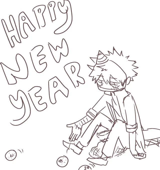 Last new year's Sketch! 

Did you guys remember to roll round fruit on new year's for good luck? 

Cause I didn't o 7o 