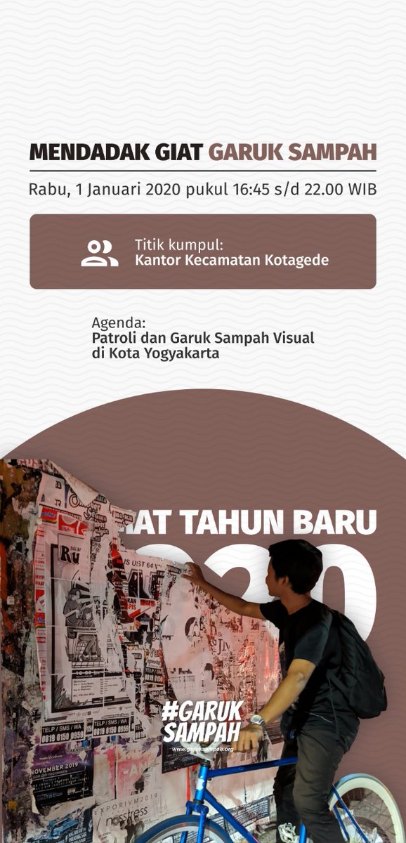 garuksampah's tweet photo. Giat lanjutan: semoga hujannya reda.
Motoran aja keliling kota, kita klitih dan begal para #sampahvisual di Kota Yogyakarta.
#garuksampah menang wae wegah, opomeneh kalah. https://t.co/aJc9YNBhME