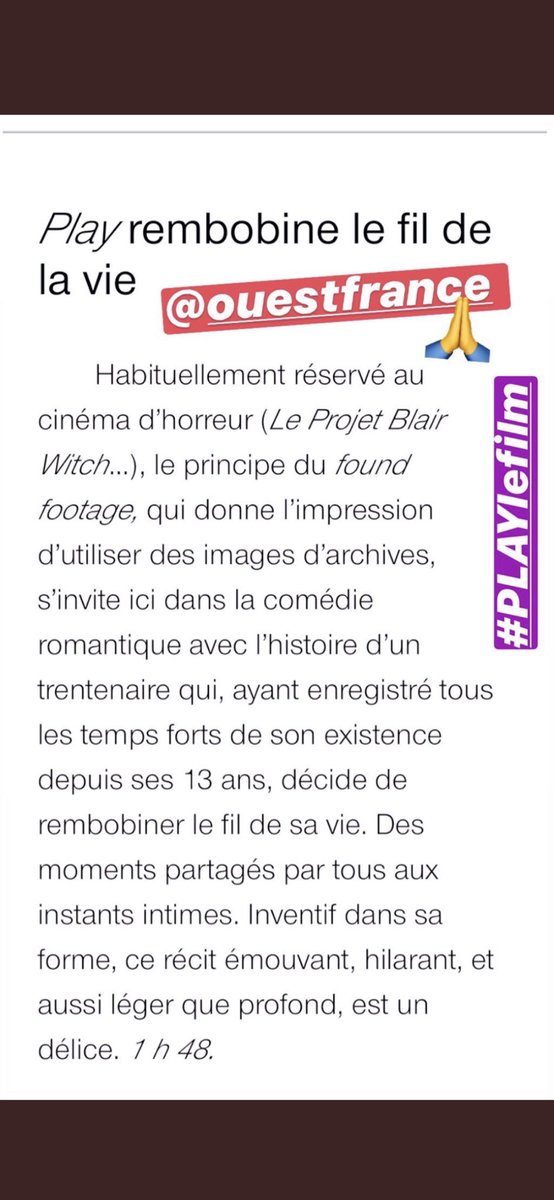 max_boublil's tweet photo. Petit tout de la Presse today !!!! Play est dans les salles ! https://t.co/zpvWIye6G0