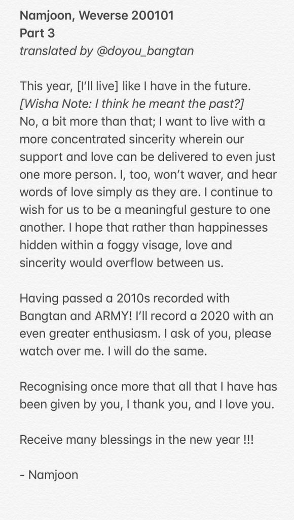 RM, Weverse update 
200101 

There are three parts to the translation.