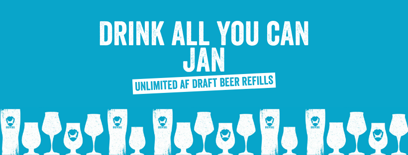 BrewDog's tweet photo. We are offering unlimited refills on any of our draft AF beers.
For the whole of January.

Every BrewDog bar. 
Any draft alcohol free BrewDog beer. 
Bottomless refills.

Dry January never looked so good 🔥 https://t.co/koQZeIliJg