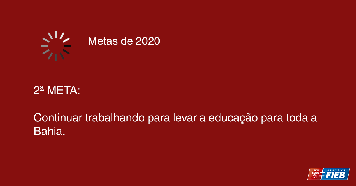 SistemaFIEB's tweet photo. #Metasde2020
Esperamos que em 2020 possamos estar sempre trabalhando junto ao SESI e SENAI para levar a educação básica e técnica para toda a Bahia.
O Sistema FIEB faz, VOCÊ transforma.
#SistemaFIEB #FIEB #FIEBcomvocê https://t.co/0HeyUHVEGL