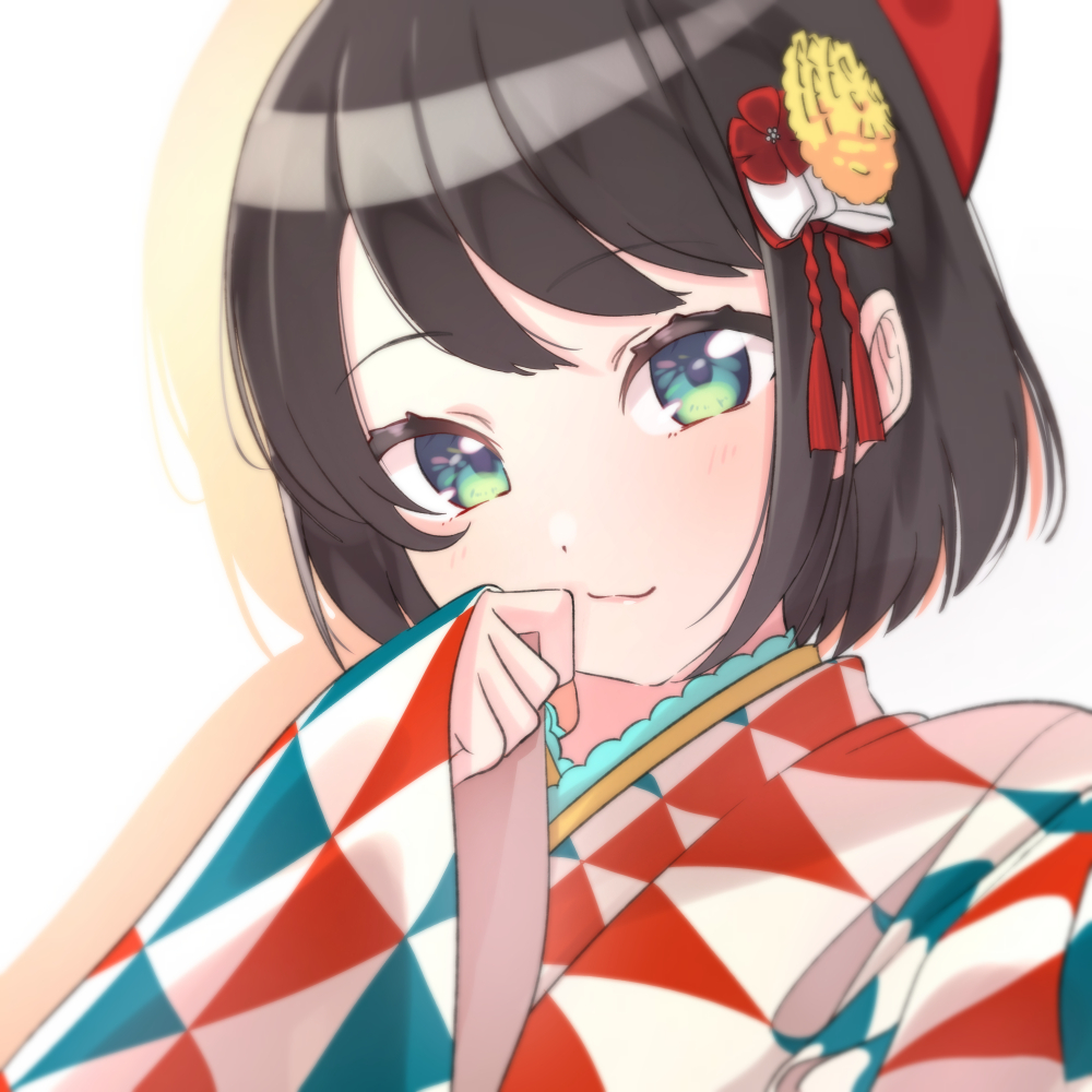 oozora subaru 1girl solo short hair bangs japanese clothes swept bangs kimono  illustration images