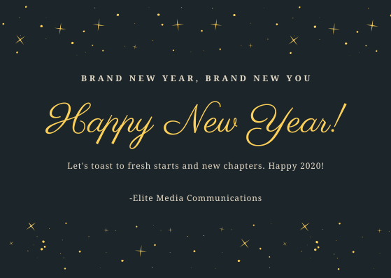 elitemediacom's tweet photo. Happy New Year!
#elitemediacommunications #newyear #newyou #2020 #marketing https://t.co/4IwcSN2FjU