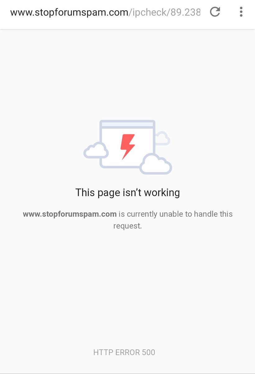 leopardo_de's tweet photo. @StopForumSpam Hey, I'm getting a HTTP Error 500 on your site if I want to check  the details of any IP. Could you please take a look at it? https://t.co/F1W4YnPrVh