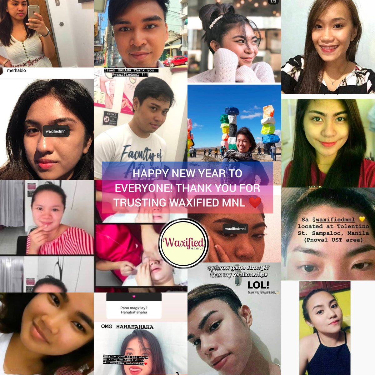 Waxifiedmanila's tweet photo. A HAPPY 2020 to everyone 😊 Love, your WaxifiedMNL Team ❤ Back to regular salon operations frm Jan 3! *Closed on Sundays
*Closed Dec 29-31'19 as posted previously #Waxifiedmnl #ColdWaxPH #ThreadingPH #WaxingPH #SpaPh #SalonPh #WaxingSalonPH #UST #FEU #UE #CEU #UBELT #NewYear2020 https://t.co/DgSAjODAp7