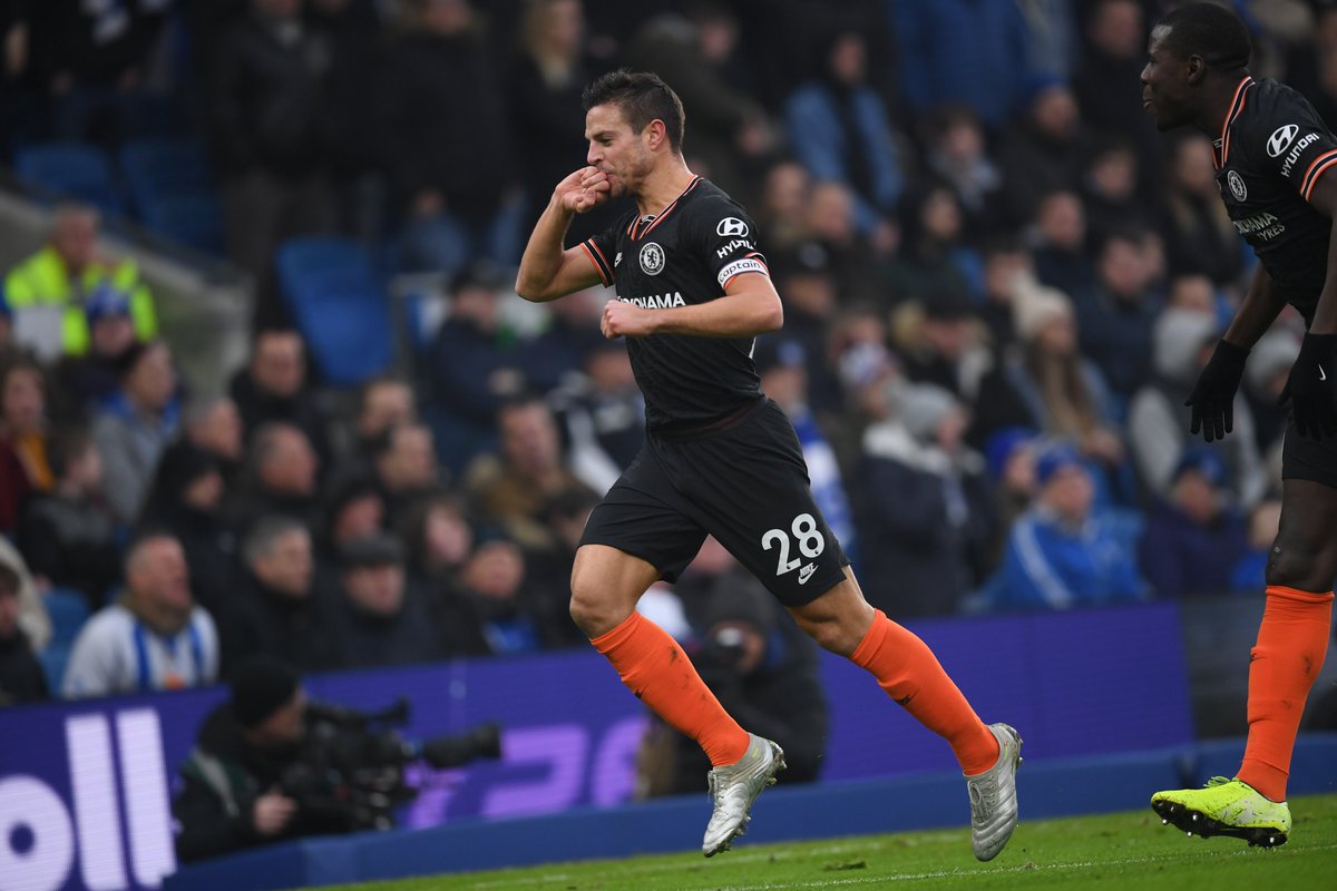 FT: Brighton 1-1 CHELSEA.- Azpilicueta 