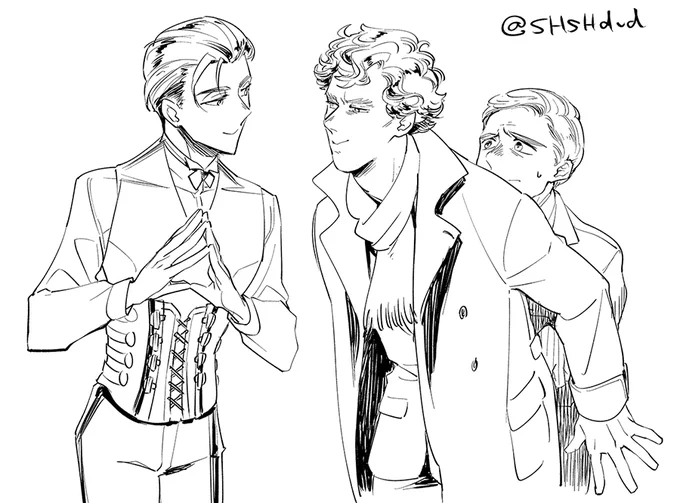 【らくがき】ホームズ来たよ記念のイラストです(&ボーイズ)

「なるほど、君のワトソン君はそちらの彼か」 