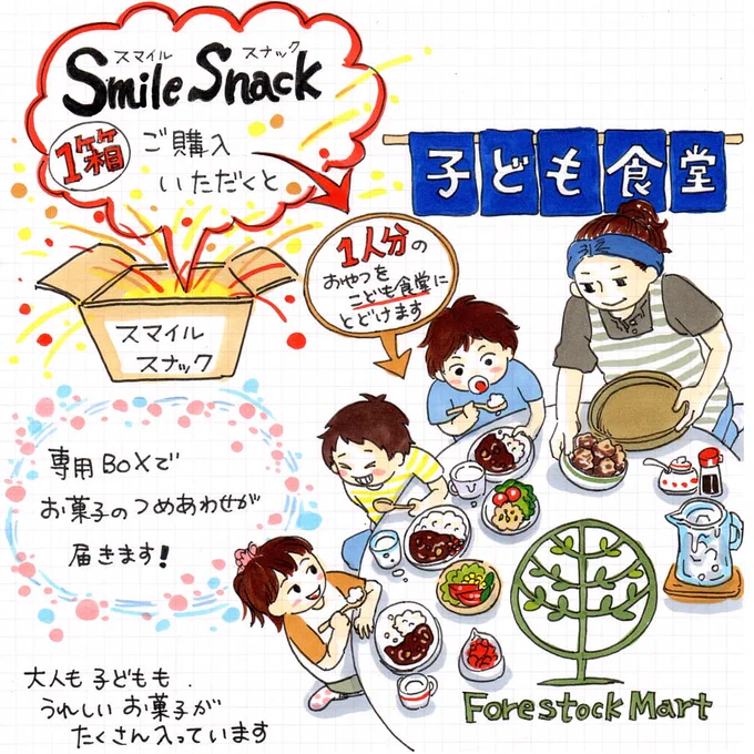 【PR】
スマイルスナックを1箱購入するとひとり分のおやつが子ども食堂に届けられます。
@forestockmart 
#スマイルスナック
#フォレストックマート 
