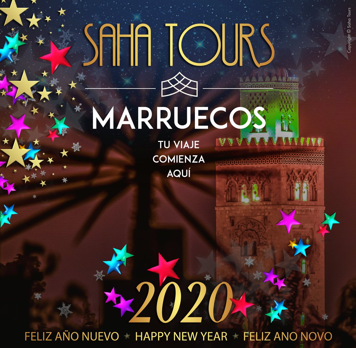 sahatours's tweet photo. 🌍 📌 #Marruecos 🇲🇦🌴🐪FELIZ AÑO NUEVO 2️⃣️0️⃣2️⃣0️⃣🍾🎉🎈 con mucha salud, alegría y viajes! Este 2020 viene cargado de novedades y nuevos proyectos que esperamos compartir pronto con todos vosotros. INFO Y RESERVAS ➡️https://t.co/9a6ffZ1Eaa https://t.co/dz72QWOa6F