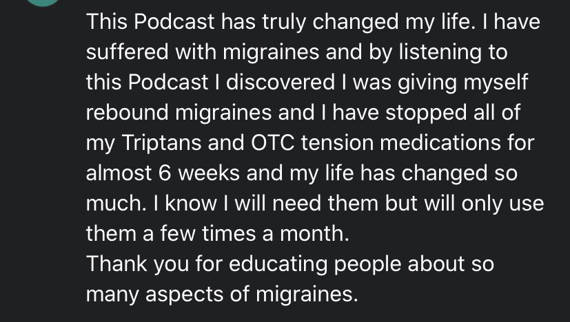 HeadsUpNMC's tweet photo. Want to make @jessiebris feel all warm & fuzzy & @KatyMunro1 do a little happy dance? That’s what happened when we read this lovely review on @Castbox_fm Helping people help their own #migraine improve is why we do it! Listen to Ep 8 for tips on #Acutemeds & avoiding #MOUH https://t.co/E0I2t7f2CX